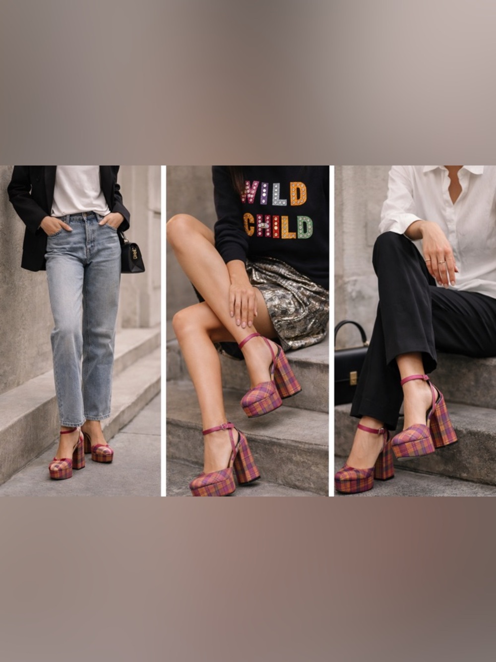 Larroudé Plaid Platform Heels – Pink Multi Statement Ankle Strap Pumps - size 9 - Picture 12 of 12